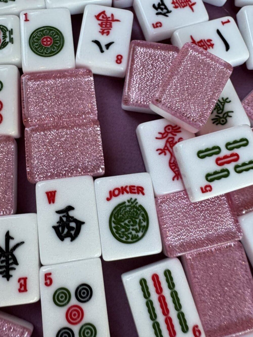 American Mah Jongg Tiles - 30MM - Pink Sparkle - Picture 2 of 3